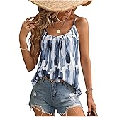 SweatyRocks Women's Casual Brush Print Cami Tops Beach Vacation Spaghetti Strap Tank Top