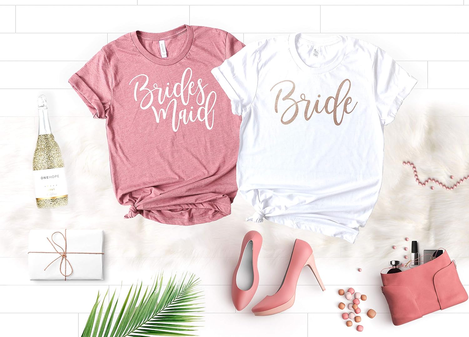 rose gold bridesmaid shirts