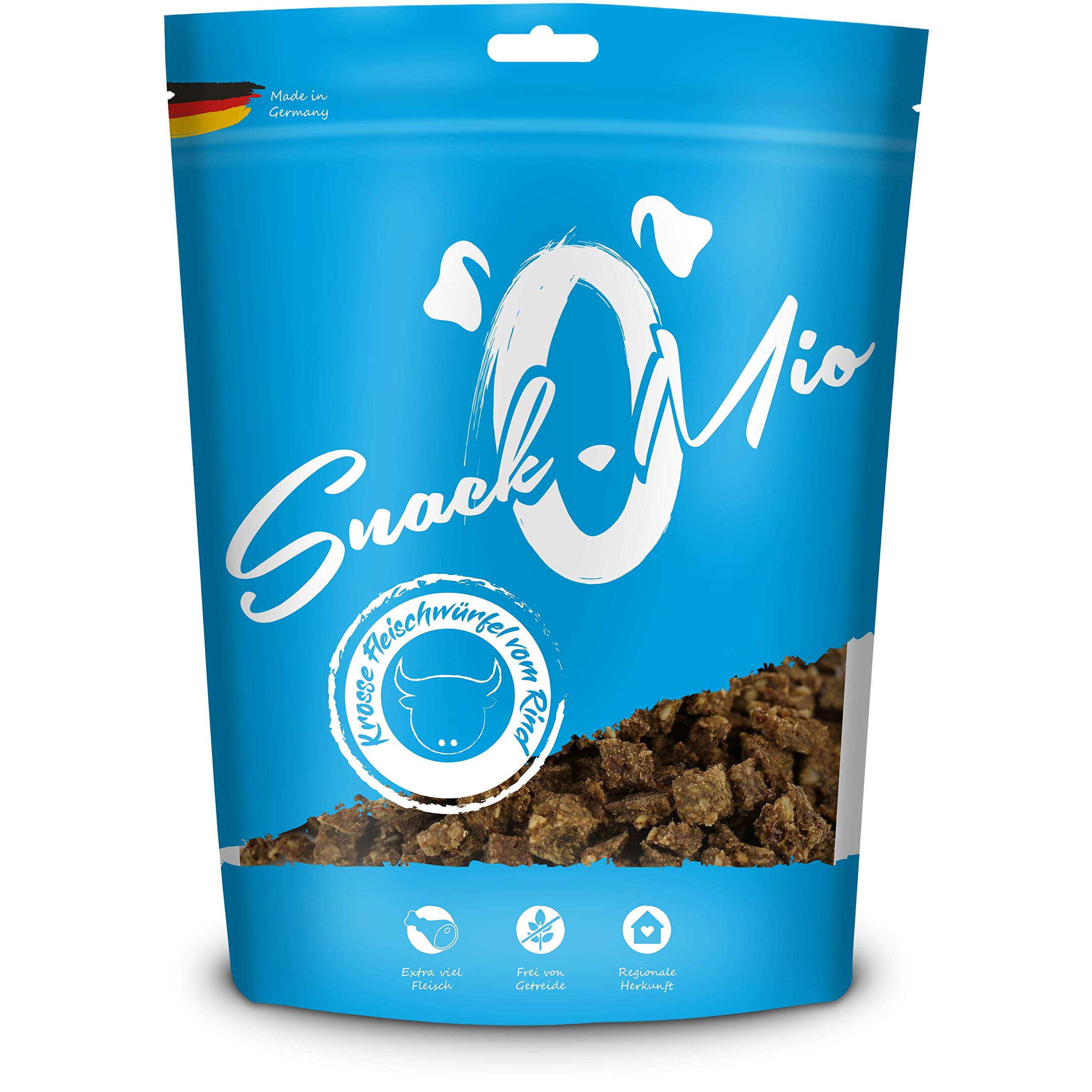 SnackOMio - Premium dog snack - juicy beef meat cubes, grain-free, 1 pack (1 x 125g)