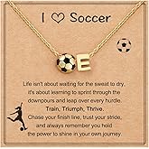 AULSIEY Initial A-Z Soccer Necklace for Girls Teens Women, Soccer Stuff Favors Christmas Birthday Jewelry for Her Lovers 17+2 Inches