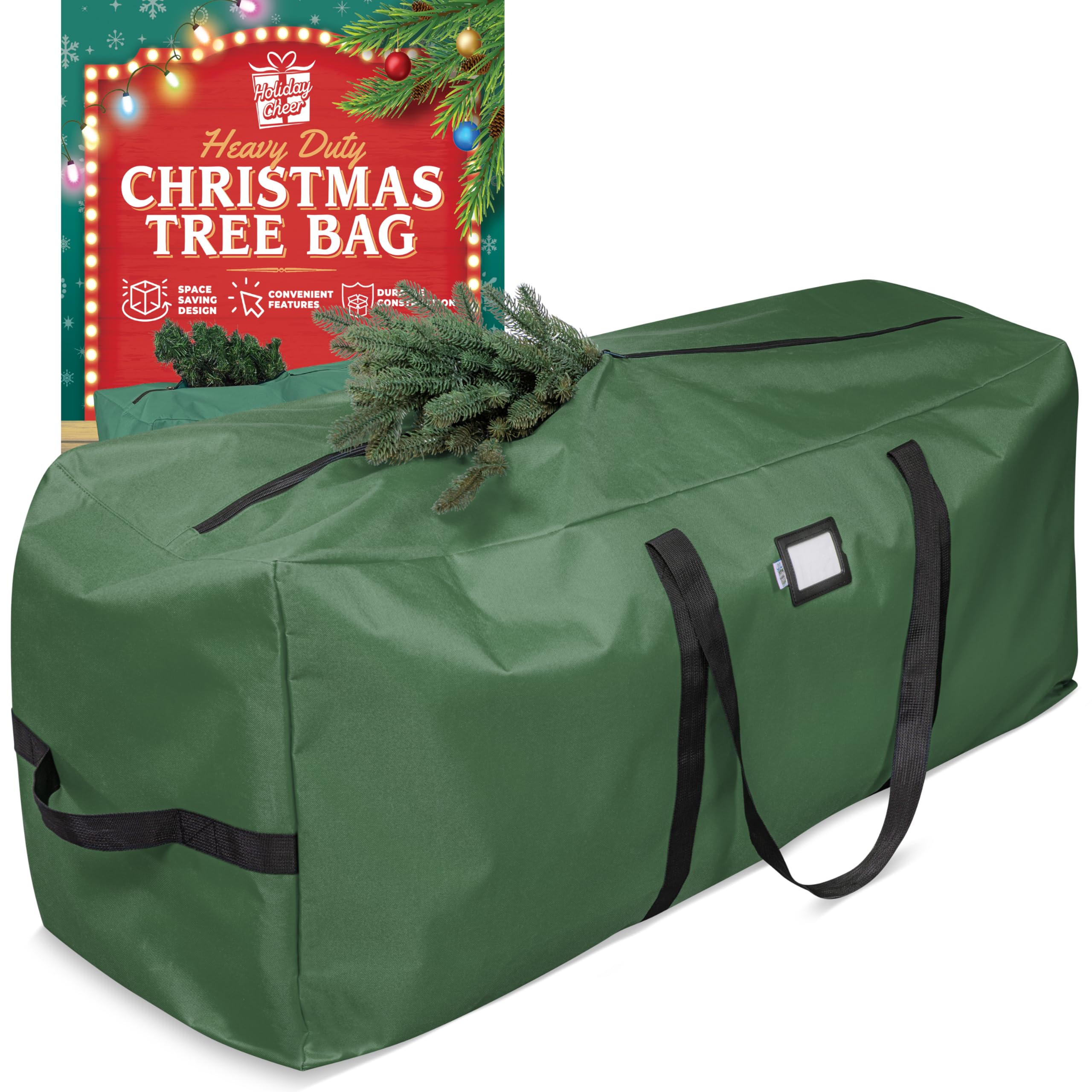 Holiday Cheer Christmas Storage Bag Heavy Duty Fits Up to 9ft Tall Artificial Tree, Waterproof with Durable Handles & Zipper Xmas Tree Storage Bag (Green) Image