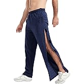 WZIKAI Men's Tear Away Pants Casual Side Snap Open Sweatpants Loose Fit Post Surgery Pants with Pockets