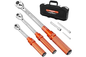 VEVOR Click Torque Wrench Set, 3 Pieces, 1/4, 3/8, 1/2 Inch Drive, 10-170 lbf-ft, 5-45 lbf-ft, 20-240 lbf-in, Dual-Direction 