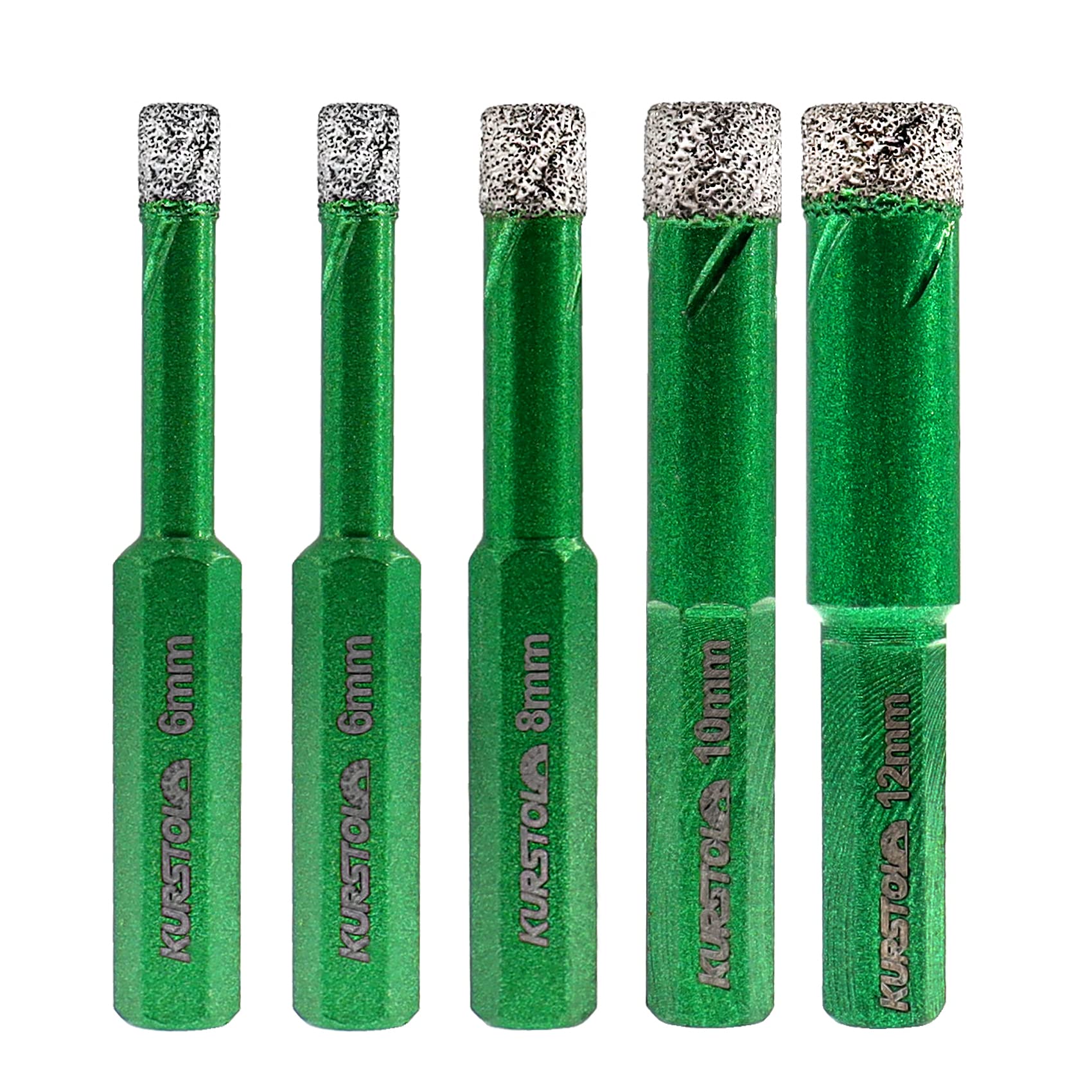 Dry Diamond Drill Bit Set - Diamond Tipped Hole Saw Bit for Porcelain Tile Ceramic Marble Granite Stone,Diamond Core Drill Bit Kit Hex Shank Fixed on Drills,No.K4(6/6/8/10/12mm)