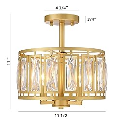 Crystal Ceiling Light Fixture, Modern Semi Flush