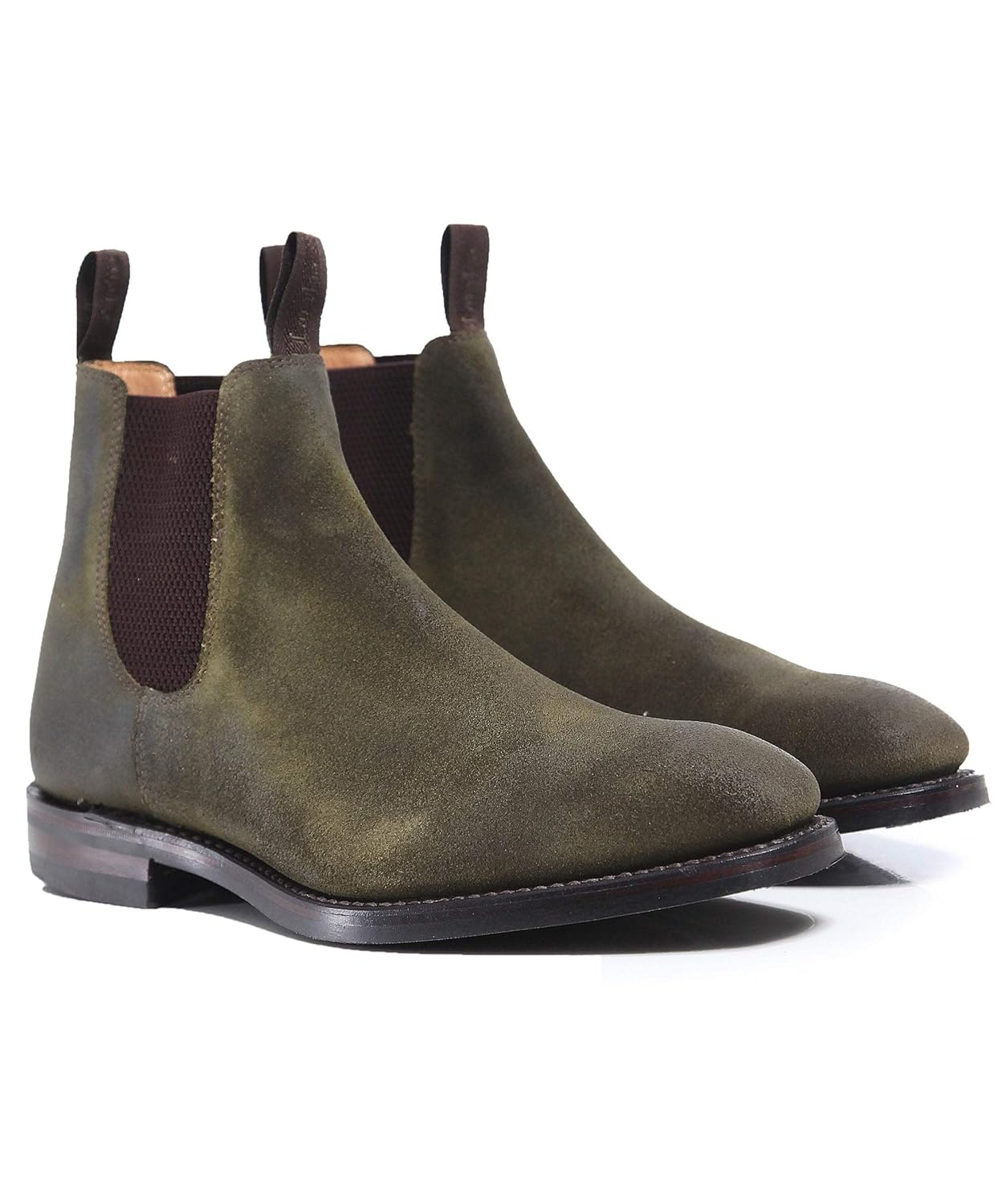 Loake Men's Waxed Suede Chatsworth Chelsea Boots Green Amazon.co.uk