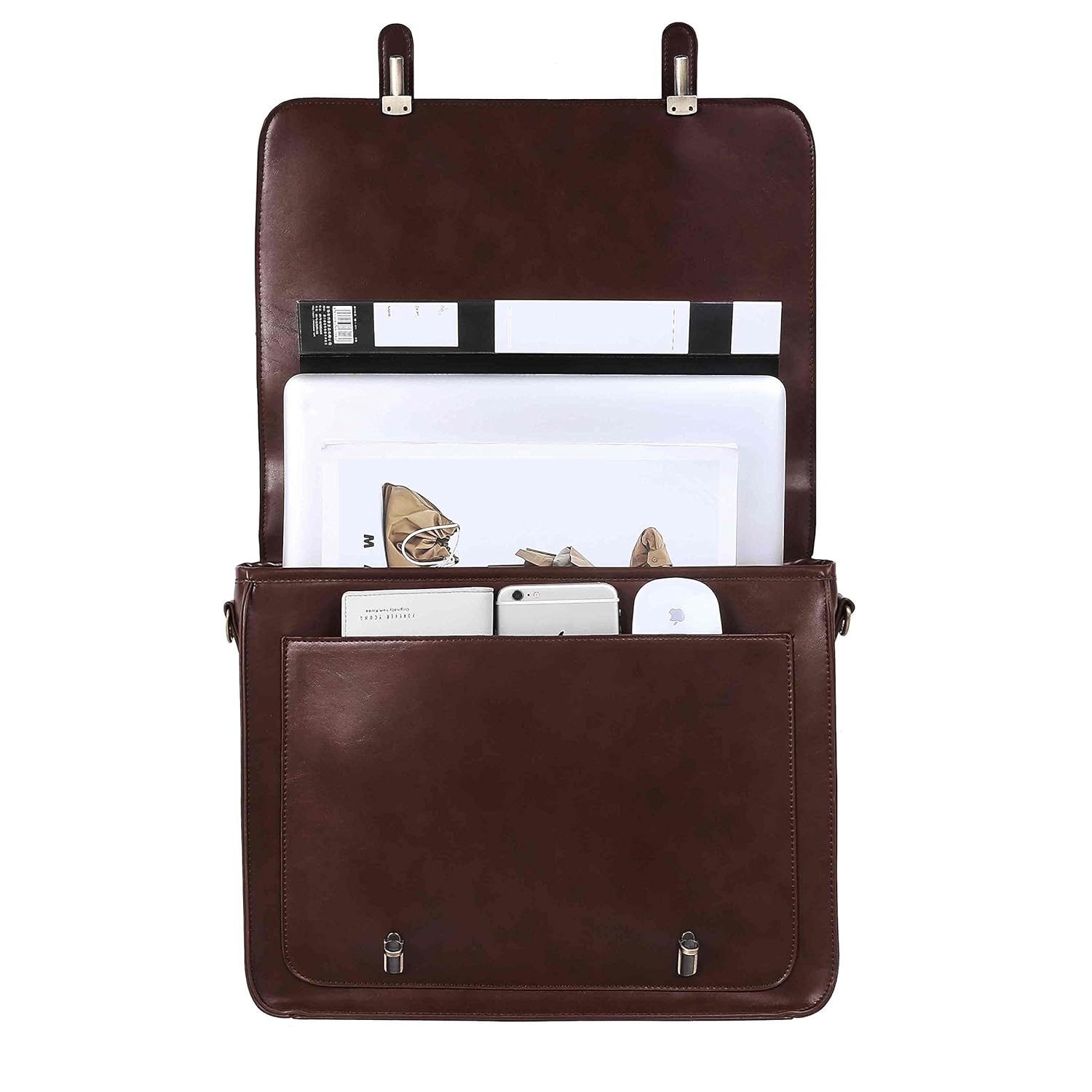 women's pu detachable bow briefcase