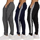 PURE CHAMP Men’s 3 Pack Mesh Joggers with Zipper Pockets, Athletic Pants for Men – Moisture-Wicking Gym Sweatpants Men