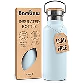 Bambaw Insulated 750ml Vacuum Water Bottle – Light Blue, Stainless Steel, Leakproof, Walking Bottle