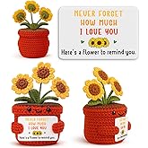 YUEYUQIU Sentimental Gifts for Her Him, Never Forget I Love You Handmade Crochet Sunflower, Anniversary Birthday Presents for Wife Husband Boyfriend Girlfriend, Cute Friendship Home Office Decor
