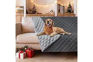 gogobunny 3X Stronger Waterproof Pet Blanket, Scratch Proof Furniture Protector for Dogs Cats, Reversible Cover 52x82 Inch, Dark Grey/Light Grey