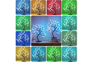 BDUSXYZ Set of 2 Lighted Cherry Blossom Tree - 48 LED 16 Color-Changing 4 Modes Plug in Artificial Bonsai Tree as Night Lights for Halloween Thanksgiving Christmas Wedding Party