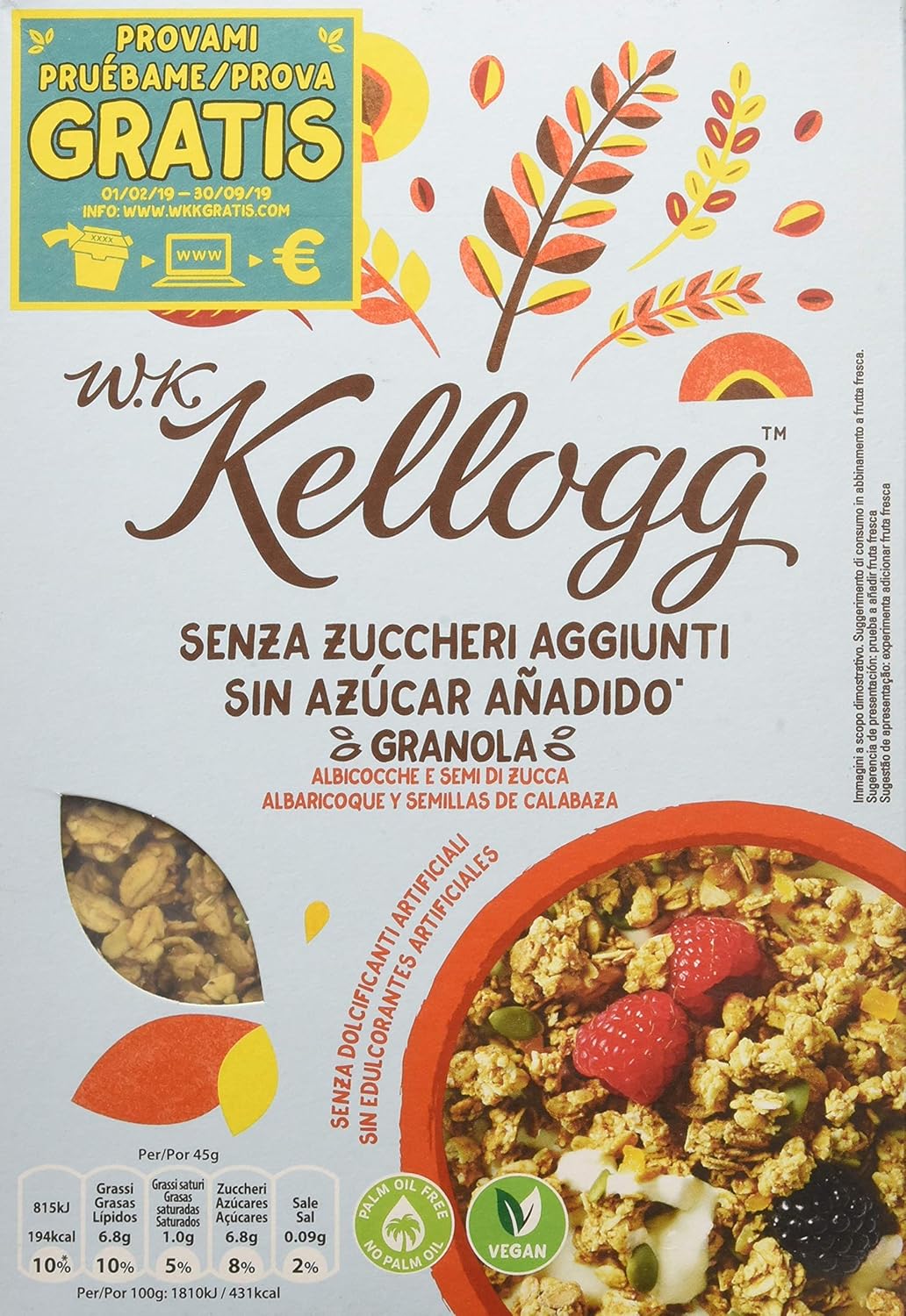 Kellogg's WKK Senza Zuccheri Aggiunti Albicocca e Semi di Zucca 300 g