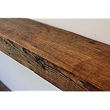 Modern Timber Craft Rustic Fireplace Mantel Floating Solid Wood Shelf - Reclaimed Barn Wooden Beam Wall Decor, Mounted Farmho