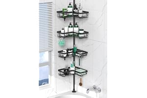 DAOYA Corner Shower Caddy Tension Pole - 4 Tier Stainless Steel Rustproof Shower Corner Caddy for Bathtub Bathroom Shower Org
