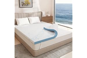 OhGeni 3 Inch Cooling Queen Size Gel Memory Foam Mattress Topper Pad, Soft Washable Bed Cover with Anti-Slip Base &Zipper,Fits 6"-19" Mattresses with Straps,Extra Comfort for Sleep & Back Pain Relief