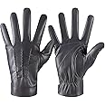 QUKOPSE Winter Leather Gloves for Men,Touchscreen Snow Driving Gloves with Cashmere Lining for Motorcycle Driving Riding…