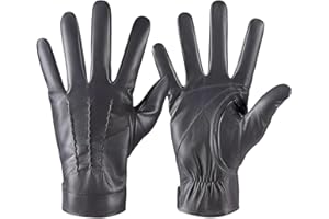 QUKOPSE Winter Leather Gloves for Men,Touchscreen Snow Driving Gloves with Cashmere Lining for Motorcycle Driving Riding…