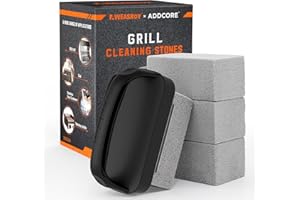 AWEASROY Upgrade Large Size Grill Cleaner, Grill Cleaning Stone with Heat-Resistant Handle,Non-Toxic Material Grill Cleaning Blocks Removing Stains for BBQ, Swimming Pool, Sink(4 Pack)
