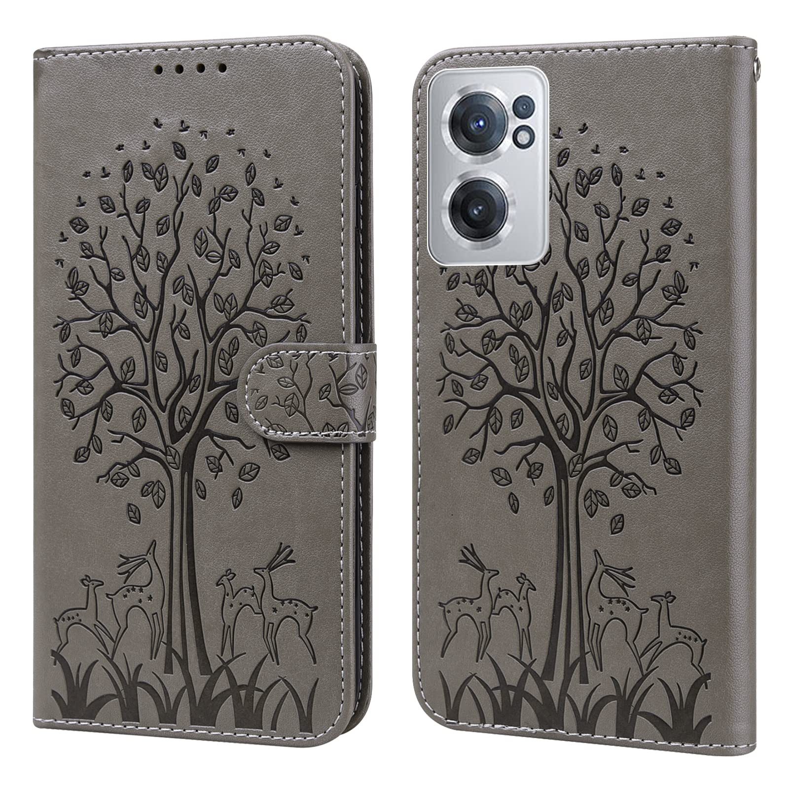 GLANDOTU Wallet Case for OnePlus Nord CE 2 5G 6.43 inch, Flip Wallet PU Leather Cover with Soft TPU, Card Slots and Stand Function for OnePlus Nord CE 2 5G 2022 Phone Cases 【Gray】 — image 1