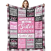 PVDSAVE Sisters Valentines Day Birthday Gifts - World's Best Sister Ever Gifts from Sister - Mothers Day Christmas Birthday Graduation Present for Sis Adult - Sisters Life Blanket 50"x60"