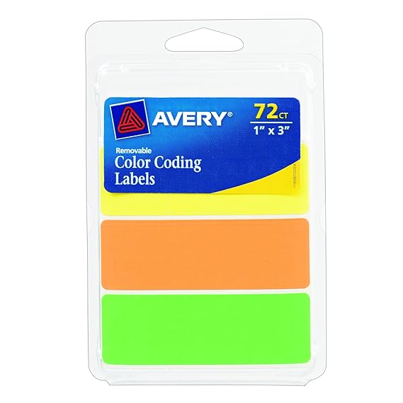 Avery Rectangular Color Coding Labels, 1 x 3 Inches