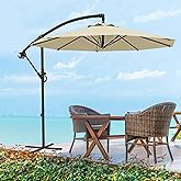 10 FT Patio Cantilever Umbrella, Outdoor Offset Umbrella with Easy Tilt Adjustment, 8 Ribs, UV Protection for Backyard, Lawn, Garden and Poolside