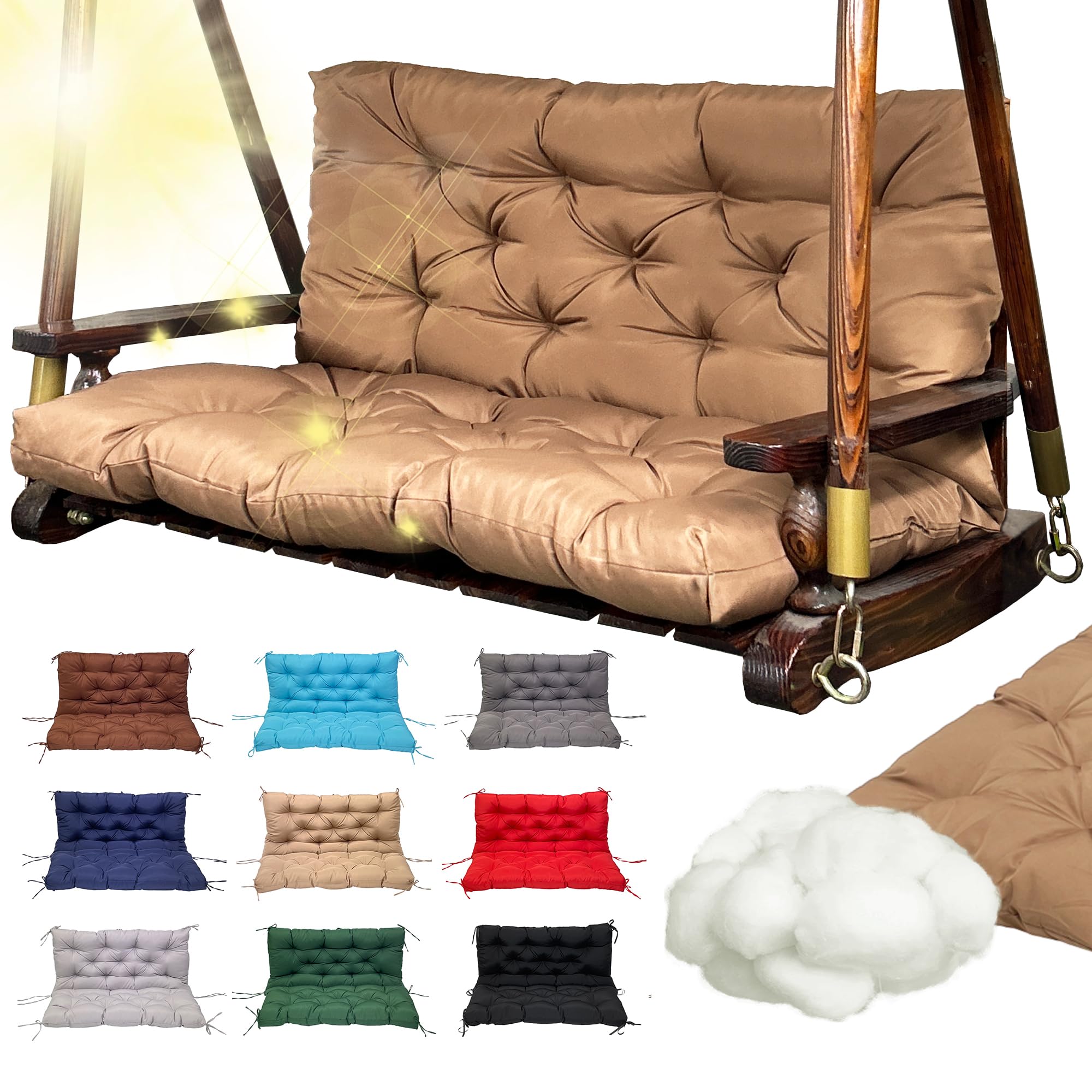 replacement swing cushions for outdoor furniture: 2-3 seater waterproof porch bench cushions with ti