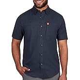 The American Outdoorsman Mens Gradient Stripe Short Sleeve Guide Shirt - Quick-Dry Sun Protection Fishing Shirt for Men