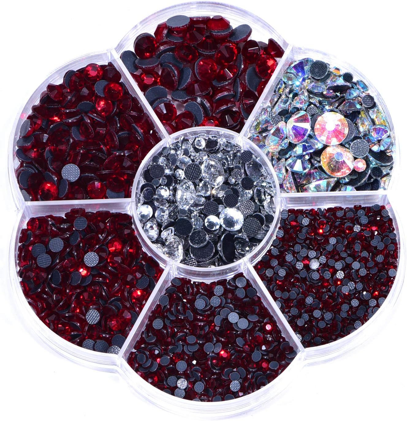 BLINGINBOX 3000pcs Hotfix Rhinestones,Hotfix Crystal Rhinestones Mixed Sizes SS6-SS30 Gems for Clothes and Craft DIY Decorations(Siam,DMC)