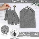 anezus Exfoliating Back Scrubber Bath Gloves Grey Set 1pc + 1pair view 5