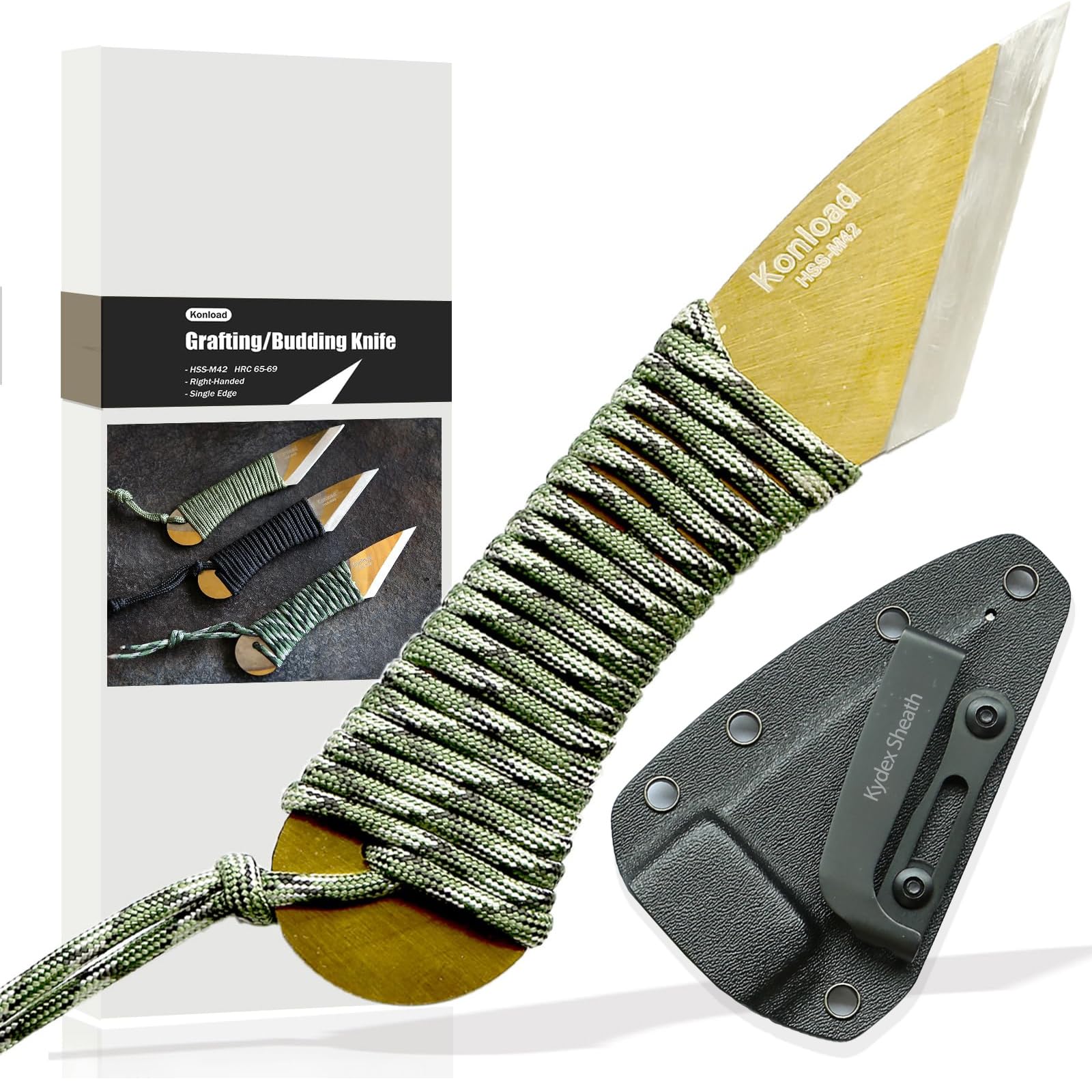 Photo 1 of Konload Professional Grafting Knife -Japanese Kiridashi Knife (HRC66-69) Single Blade/Right Hand/Full-Tang Design Garden Tools for Precision Grafting Tool