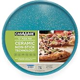 casaWare Pizza/Baking Pan 12.75-inch (Blue - Granite) | (12 x 12-inch interior cooking surface), Ceramic Non-Stick Coating