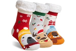 SeeyAN Kids Slipper Socks Boys Girls Fuzzy Non Slip Winter Fleece Lined Warm Cozy Christmas Thick Fluffy Socks