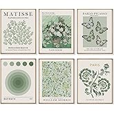 Crocothemis Abstract Matisse Wall Art Exhibition Posters, Vintage Art Boho Art Prints, Retro Room Decor for Aesthetic Bedroom, green wall art, Unframed, 8 x 10 Inch(Green)-B02