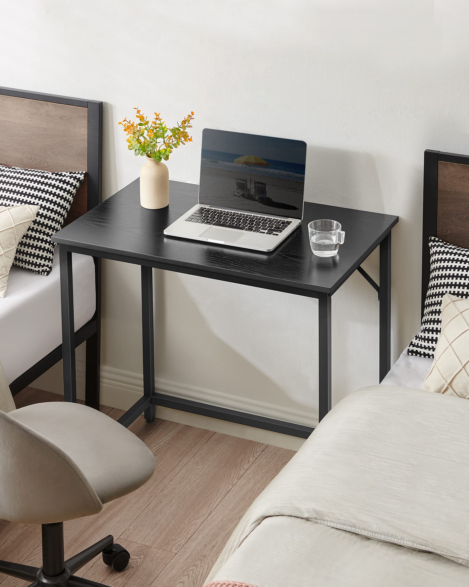 VASAGLE Tisch, Computertisch, Bürotisch, 80 x 50 x 76 cm, für Arbeitszimmer, Schlafzimmer, Wohnzimmer, ebenholzschwarz-tintenschwarz LWD038B56V1 8