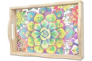 EWJRNSF Wooden Serving Trays with Handles 5D Diamond Painting Kits for Adults, Trays Decor Diamond Arts Kits, Home or Farmhouse Decor 10x14 Inches
