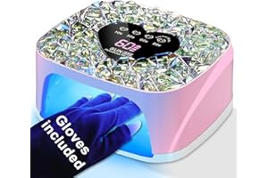 LIMEGIRL UV LED Nail Lamp Kit for Gel Polish Professional Fast Pink Diamond Design Curing Dryer Light Set with 4 Timers and Gloves Cordless Rechargeable Nail Art Cure Machine at Home and Salon
