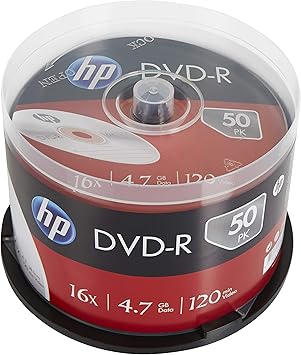 HP DVD-R 16x Discos en Blanco (120 Minutos/4,7 GB) – Caja para 50 Discos