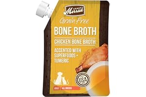 Merrick Grain Free Bone Broth, Premium Human Grade And Gluten Free Dog And Cat Food Topper Pouches, Chicken - 16 oz. Pouch