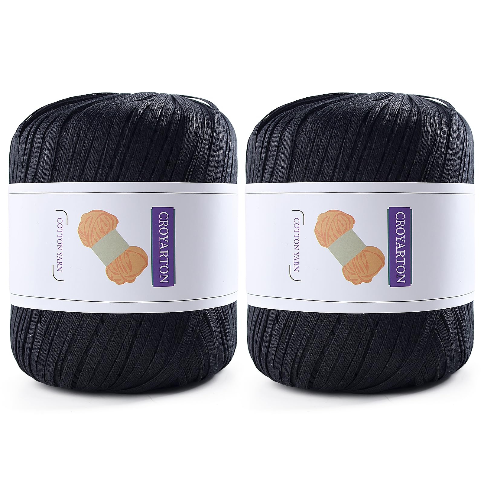 Photo 1 of 2 Pack Raffia Yarn for Crochet, Soft Cotton Yarn for Crocheting Summer Beach Bag/Hat, 228 Yards/3.52 Ounce Ribbon Paper Yarn for Beginners DIY Hand Knitting Handbag (Black)