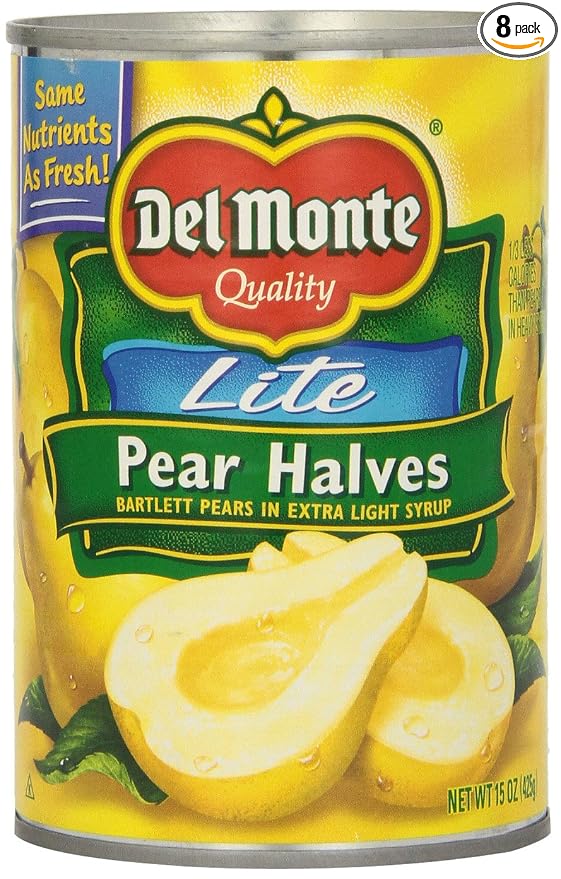 Del Monte lite pear halves bartlett pears in Extra Light syrup (024000167273)