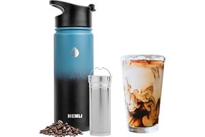 Hemli Cold Brew Bottle Coffee Maker, 18 oz Insulated Portable Cold Brew Cup To-Go Coffee Tumbler, Cold Brew Travel Mug with Stainless Steel Filter, Leakproof, Airtight, Rustproof