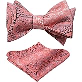 Alizeal Mens 2pcs UNTIED Gradient Paisley Self Bow Tie and Hanky Set