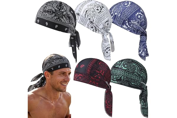 Paisley Cooling Headscarf Cap Set Bandana Beanie,Elastic Cycling Sports Cap for Men Women, for Running Outdoor Sports