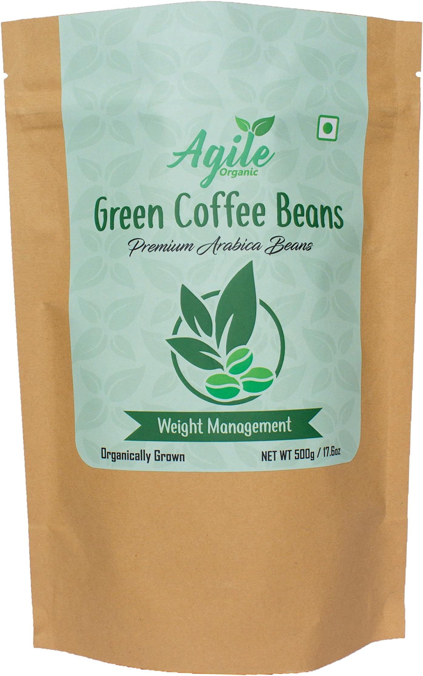Agile Organic® Green Coffee Beans 500g (Decaffeinated & Unroasted Arabica Coffee Beans)