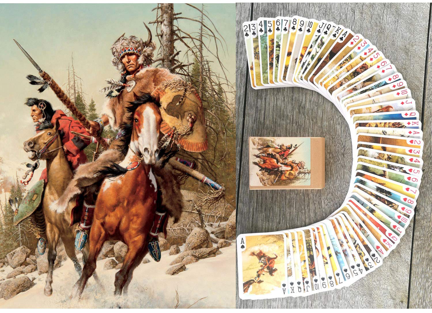 FLONZGIFT Wild WEST Playing Cards (Poker Deck 54 Cards All Different) Vintage Western Frank McCarthy Cowboys Pioneers Indians