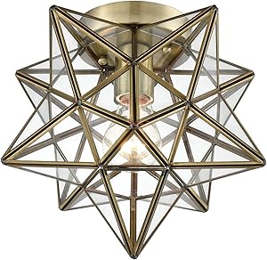 Elk Home 1145-027 Moravian Star - One Light Flush Mount, Antique Brass Finish with Clear Glass