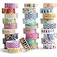 30 Rolls Gold Foil Washi Tape - 15mm Wide Japanese Masking Tape for Scrapbook, Bullet Journal, Planner, Arts & Crafts