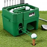 Newhai Upgraded Golf Dispenser, 50-Ball Capacity, 2 Ramps, for Practice | Adjustable Height Stand, Bubble Level, 6 Club Slots &amp; Phone Holder, Semi-Automatic, for Range &amp; Net &amp; Simulator